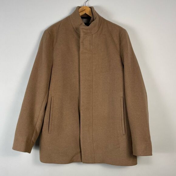 Theory Mens Clarence Pure Melton Wool Coat in Elk Melange Size L NEW - Picture 1 of 14